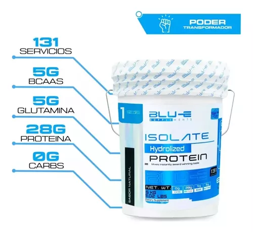 Foto 3 pulgar | Proteína Whey Hidrolizada Isolate Blu-e De 5 Kg Para 131 Servicios Sabor Natural