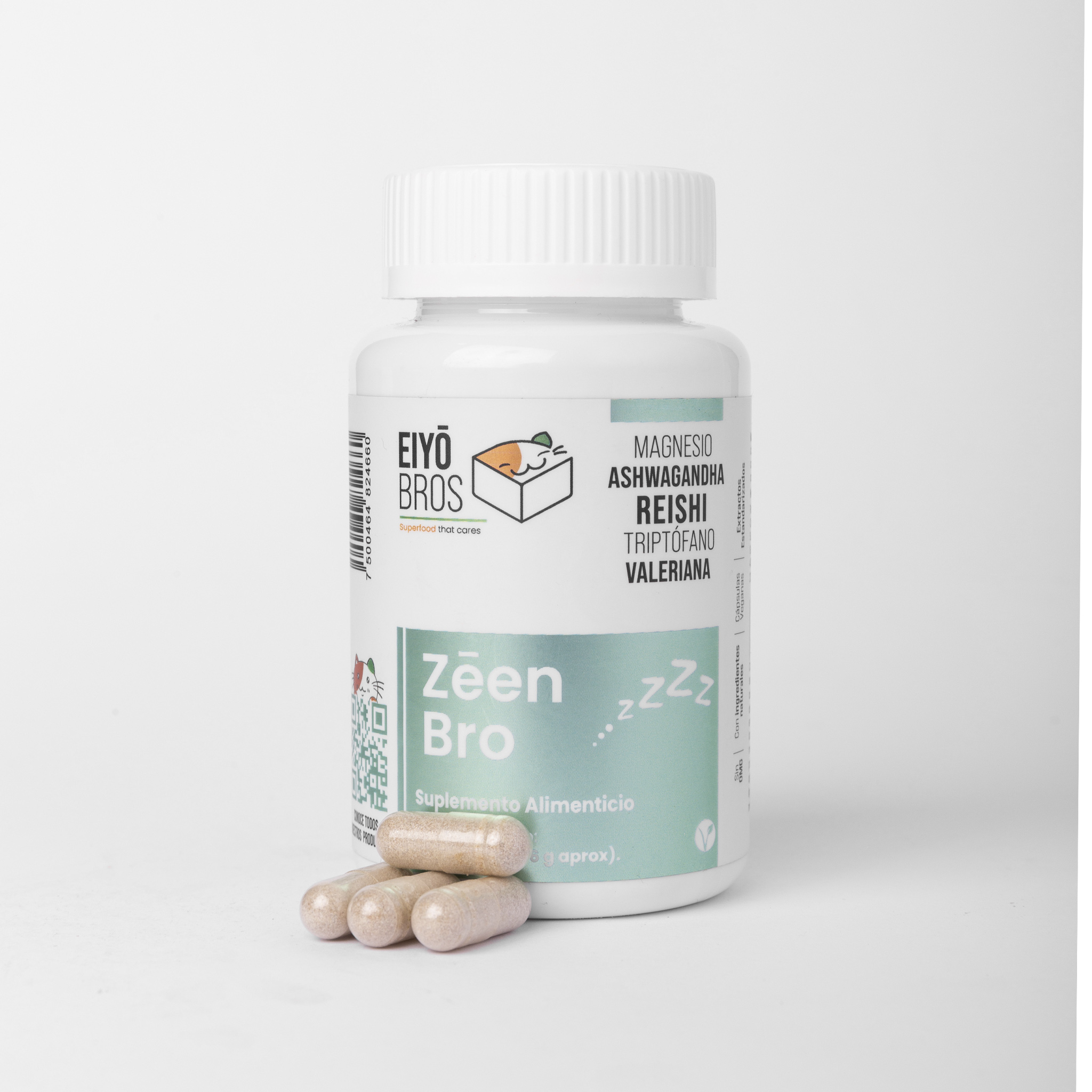 Foto 3 pulgar | Zeen Bro Eiyo Bros 100% Natural Con Ashwagandha, Reishi, Triptófano, 2 Tipos De Magnesio Y Valeriana