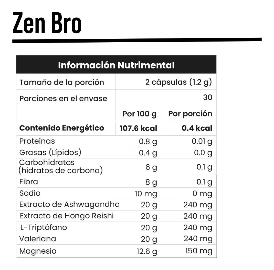 Foto 6 pulgar | Zeen Bro Eiyo Bros 100% Natural Con Ashwagandha, Reishi, Triptófano, 2 Tipos De Magnesio Y Valeriana