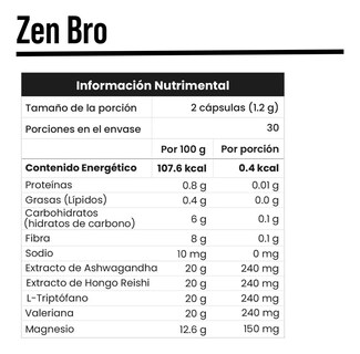 Foto 5 | Zeen Bro Eiyo Bros 100% Natural Con Ashwagandha, Reishi, Triptófano, 2 Tipos De Magnesio Y Valeriana