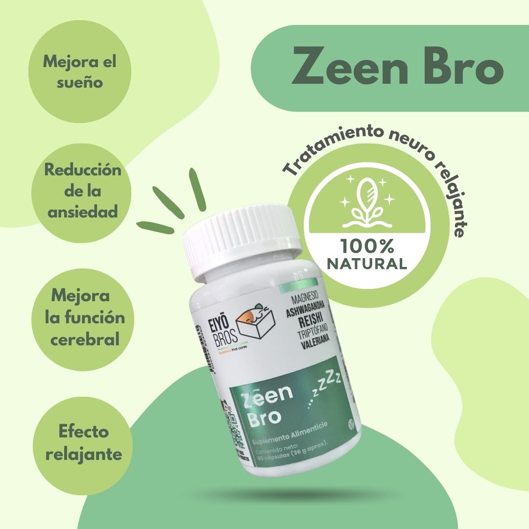 Foto 7 pulgar | Zeen Bro Eiyo Bros 100% Natural Con Ashwagandha, Reishi, Triptófano, 2 Tipos De Magnesio Y Valeriana