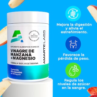Foto 3 | Suplemento Alimenticio Vinagre de Manzana + Magnesio Amarte Labs 60 Cápsulas