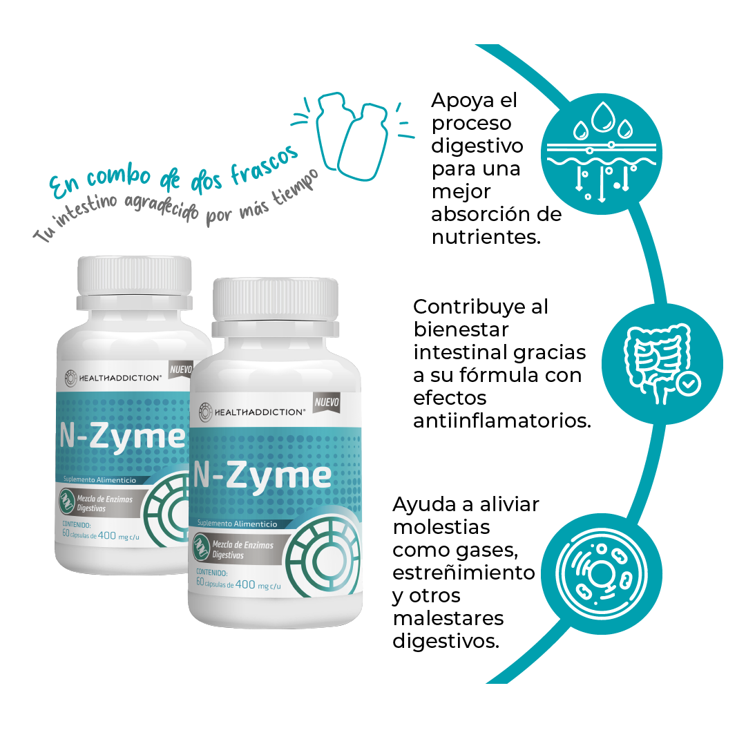 Foto 5 pulgar | Enzimas Digestivas Healthaddiction Lactasa Proteasa Amilasa y Papaína 120 Cápsulas 2 Pack