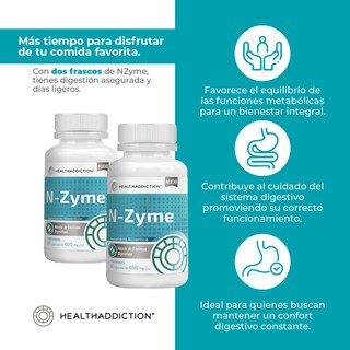 Foto 5 | Enzimas Digestivas Healthaddiction Lactasa Proteasa Amilasa y Papaína 120 Cápsulas 2 Pack