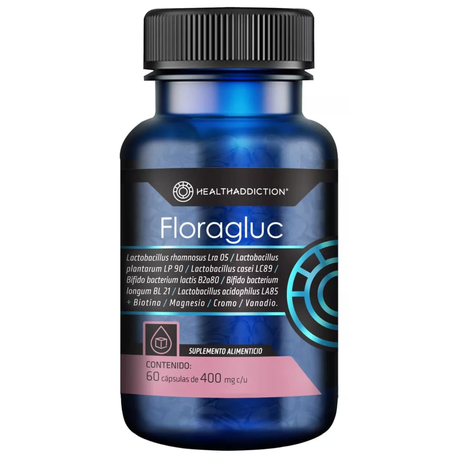 Foto 1 | Probióticos Healthaddiction Floragluc con Biotina Magnesio y Cromo 60 Cápsulas Veganas