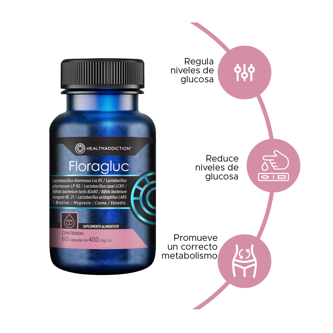 Foto 5 | Probióticos Healthaddiction Floragluc con Biotina Magnesio y Cromo 60 Cápsulas Veganas