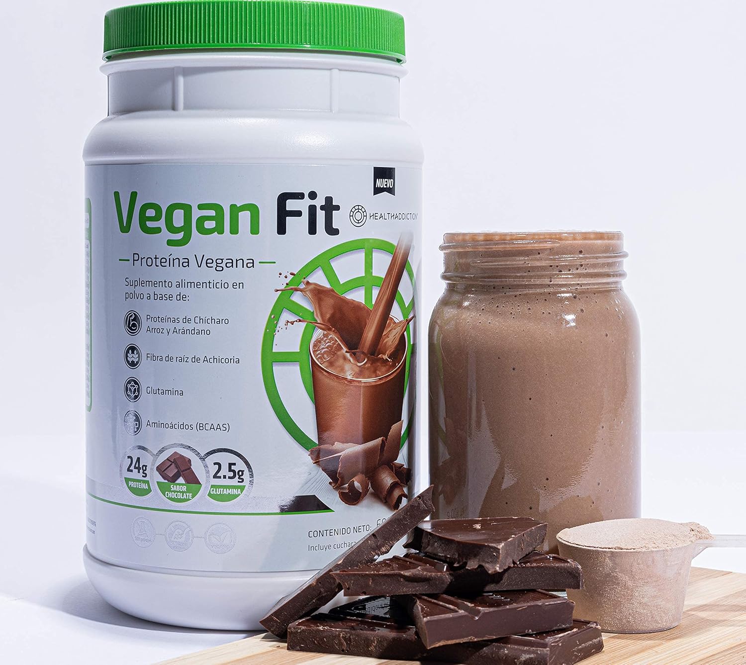 Foto 6 pulgar | Proteína Vegana HealthAddiction Sabor Chocolate con Glutamina y Aminoácidos 600 g