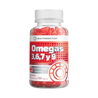 Foto 1 | Omega 3/ 6/ 7/ 9 + Vitamina E HealthAddiction 60 Cápsulas