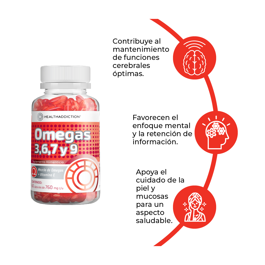 Foto 5 pulgar | Omega 3/ 6/ 7/ 9 + Vitamina E HealthAddiction 60 Cápsulas