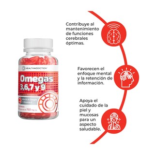 Foto 4 | Omega 3/ 6/ 7/ 9 + Vitamina E HealthAddiction 60 Cápsulas