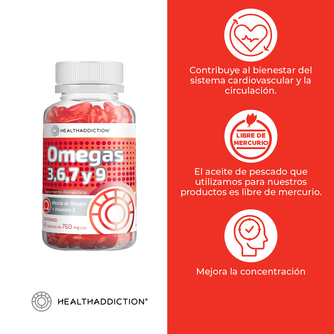 Foto 5 | Omega 3/ 6/ 7/ 9 + Vitamina E HealthAddiction 60 Cápsulas