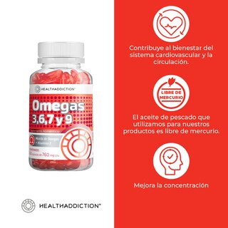 Foto 5 | Omega 3/ 6/ 7/ 9 + Vitamina E HealthAddiction 60 Cápsulas