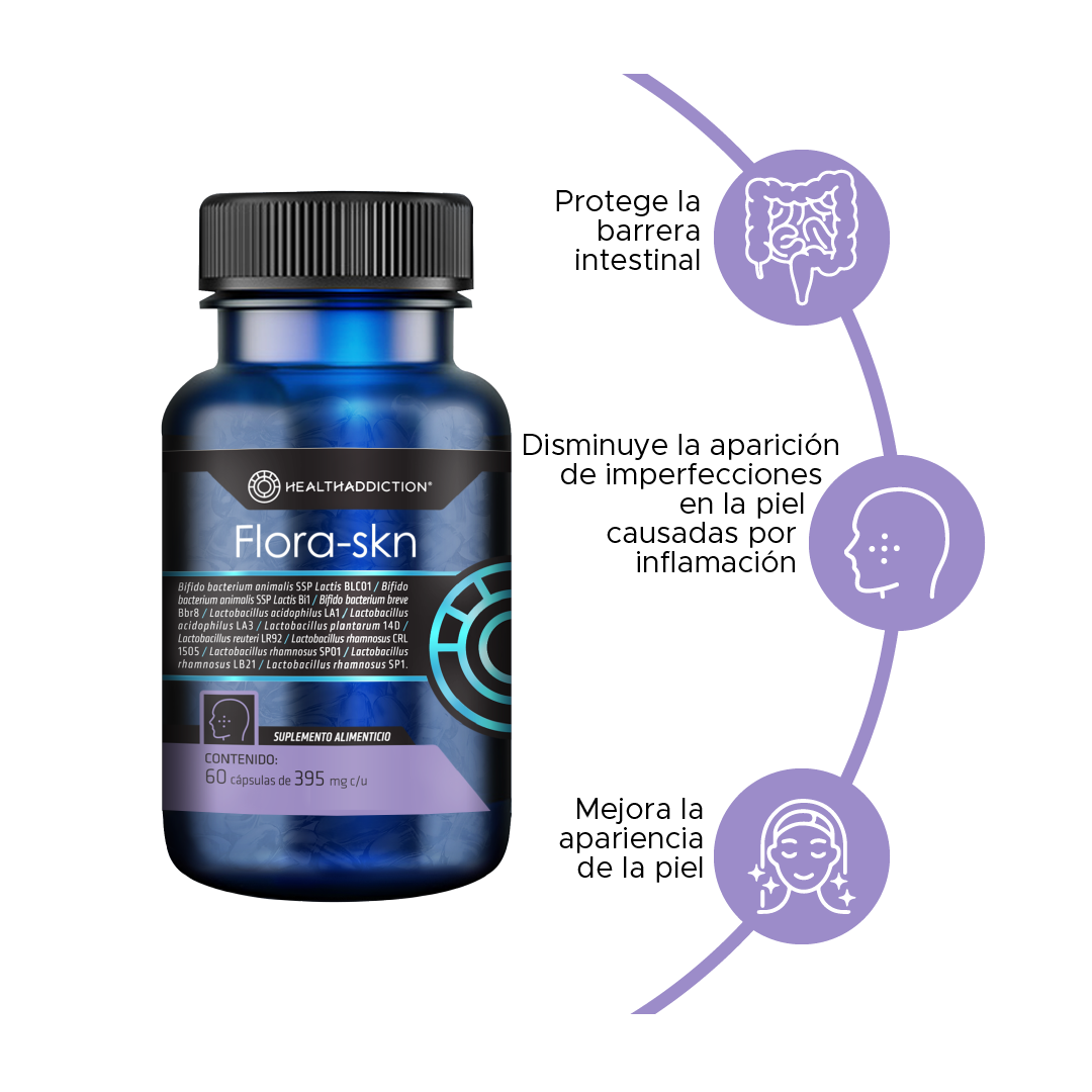 Foto 2 | Probióticos Healthaddiction Flora-skn 60 Cápsulas Veganas de 400 mg