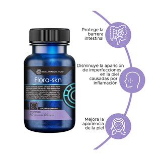 Foto 2 | Probióticos Healthaddiction Flora-skn 60 Cápsulas Veganas de 400 mg