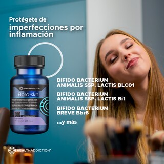 Foto 4 | Probióticos Healthaddiction Flora-skn 60 Cápsulas Veganas de 400 mg