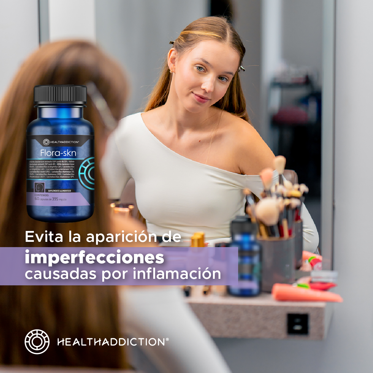 Foto 6 pulgar | Probióticos Healthaddiction Flora-skn 60 Cápsulas Veganas de 400 mg