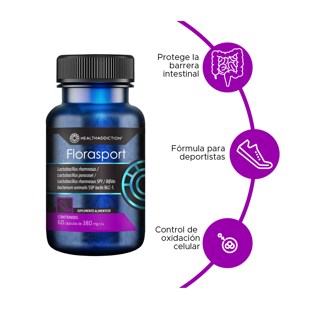 Foto 4 pulgar | Probióticos Healthaddiction Florasport  Apoya Rendimiento Deportivo 60 Cápsulas
