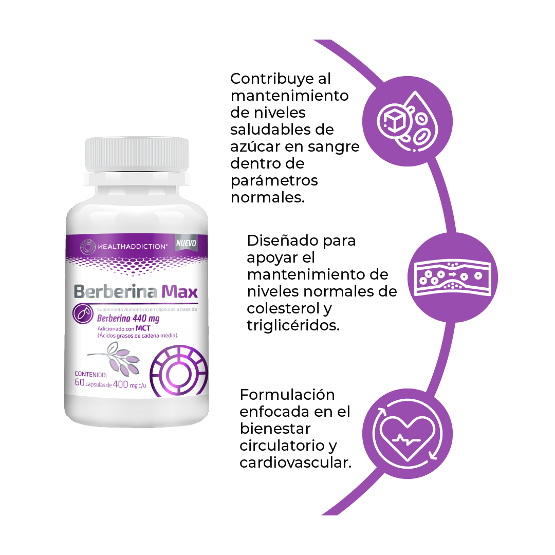 Foto 5 pulgar | Berberina Healthaddiction Max 440 Mg Mct Suplemento Natural 60 Cápsulas