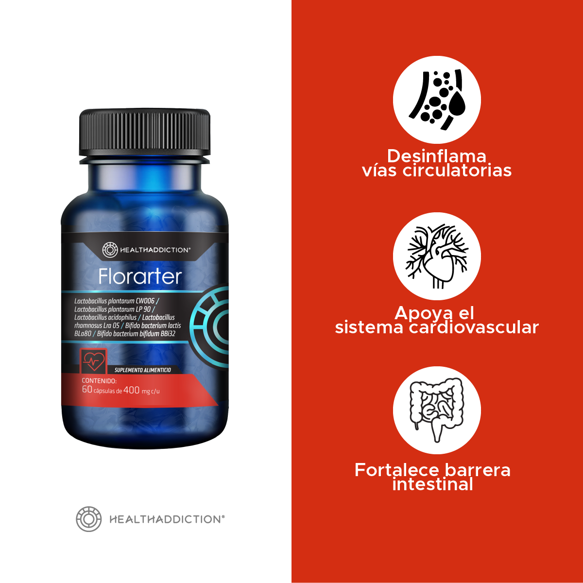 Foto 5 pulgar | Probióticos Healthaddiction Florarter  Digestivo Fortalece Barrera Intestinal 60 Cápsulas