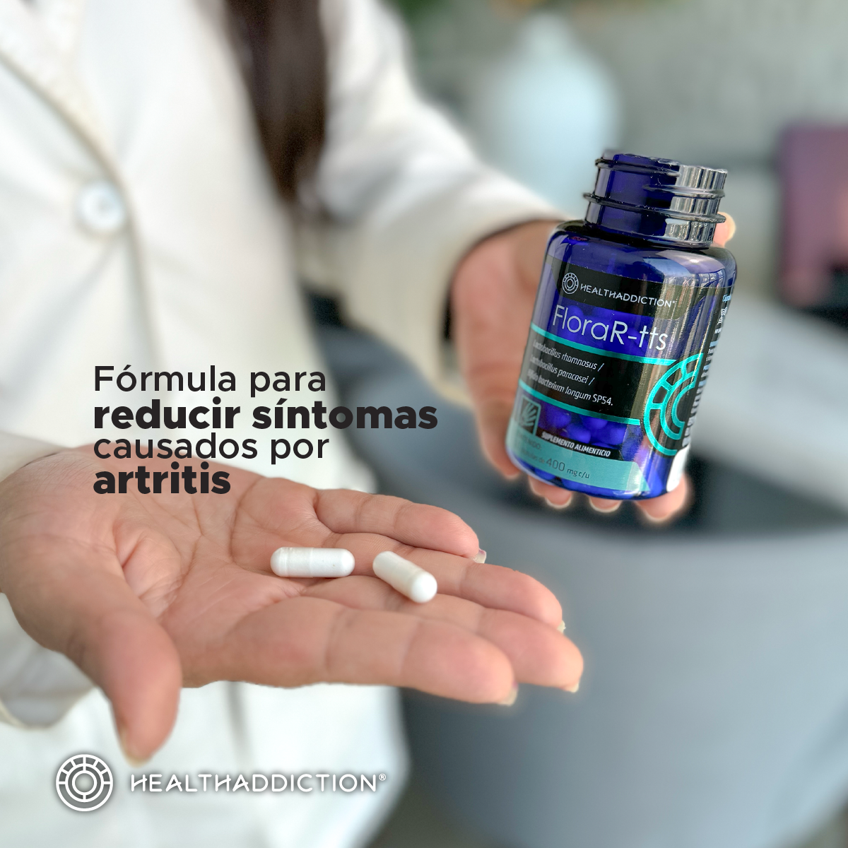 Foto 6 pulgar | Probióticos Healthaddiction Flora-rtts para Artritis y Salud Digestiva 60 Cápsulas Veganas