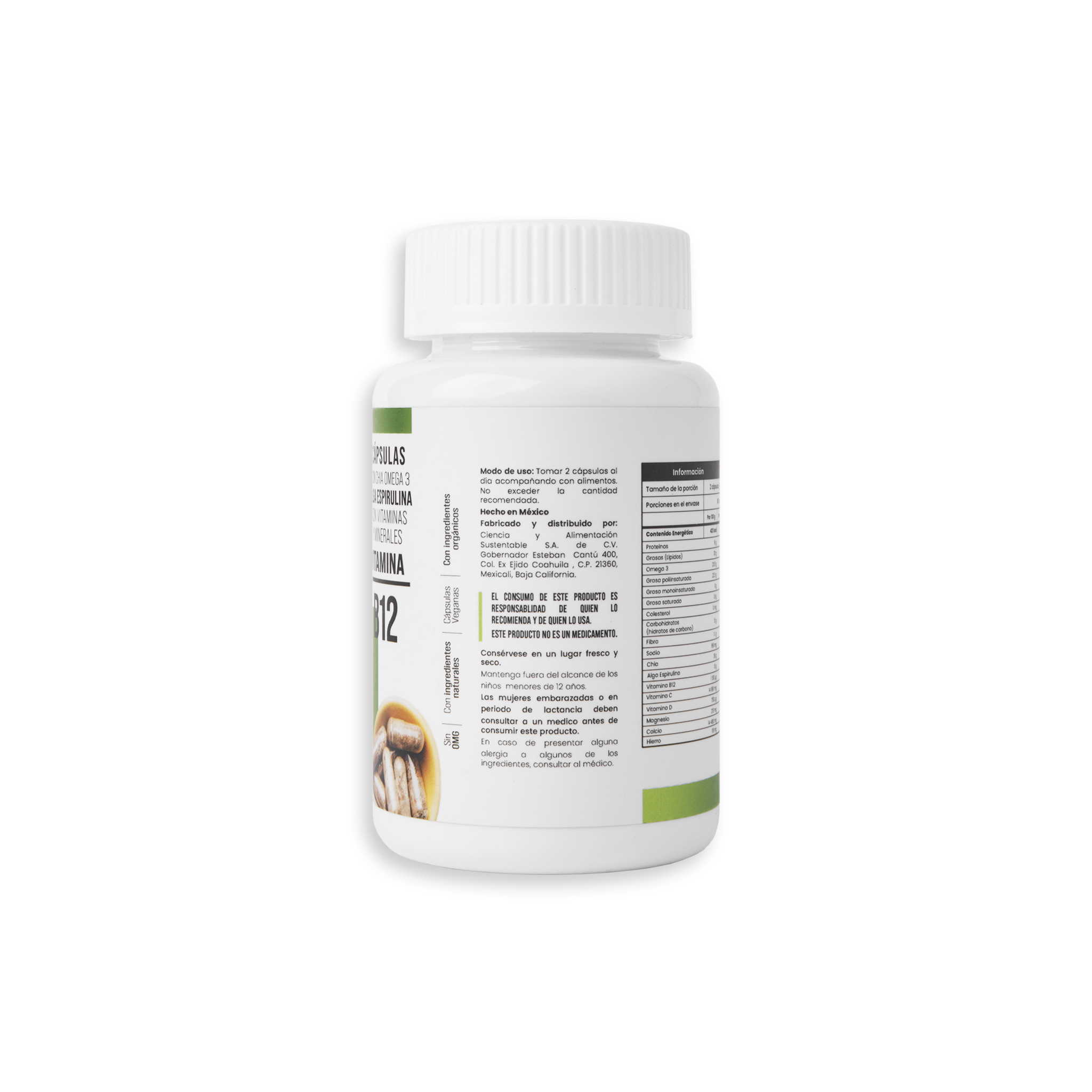 Foto 4 pulgar | Bigan Bro Eiyo Bros Cápsulas veganas con Vitamina B12 + Chía + Omega 3 + Alga Espirulina +  Mix Vitamínico