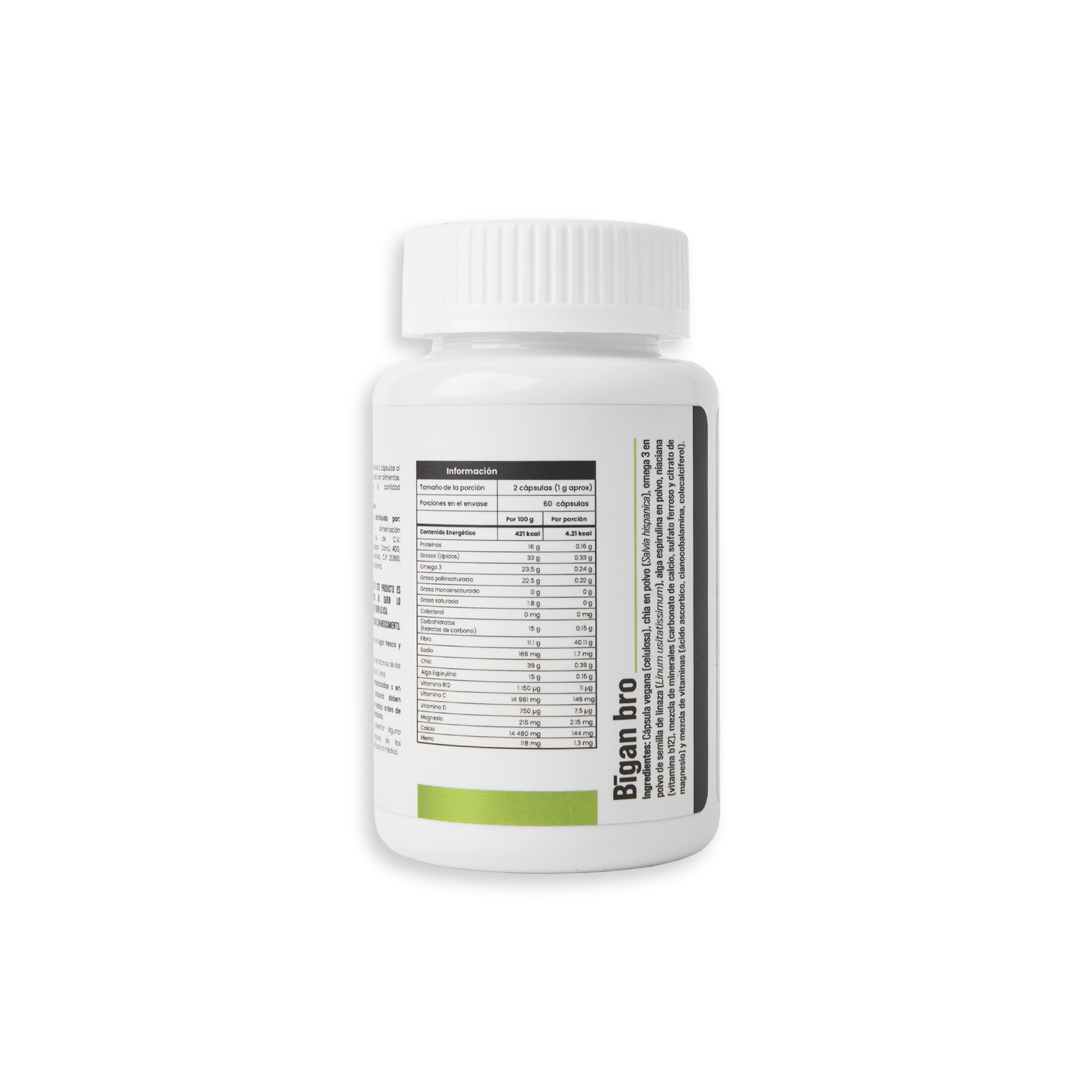 Foto 5 pulgar | Bigan Bro Eiyo Bros Cápsulas veganas con Vitamina B12 + Chía + Omega 3 + Alga Espirulina +  Mix Vitamínico