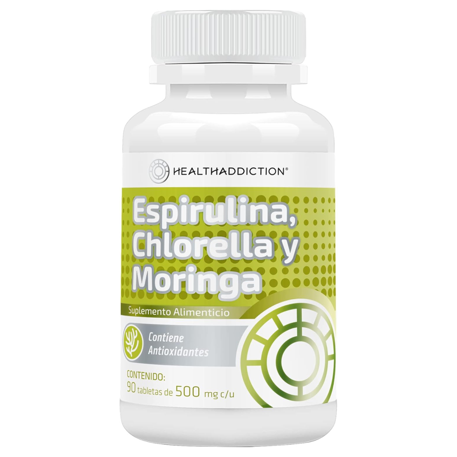 Foto 2 pulgar | Complejo de Espirulina + Chlorella + Moringa Healthaddiction 90 Cápsulas