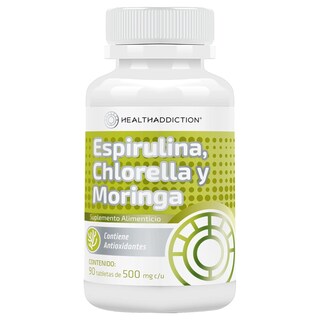 Foto 1 | Complejo de Espirulina + Chlorella + Moringa Healthaddiction 90 Cápsulas