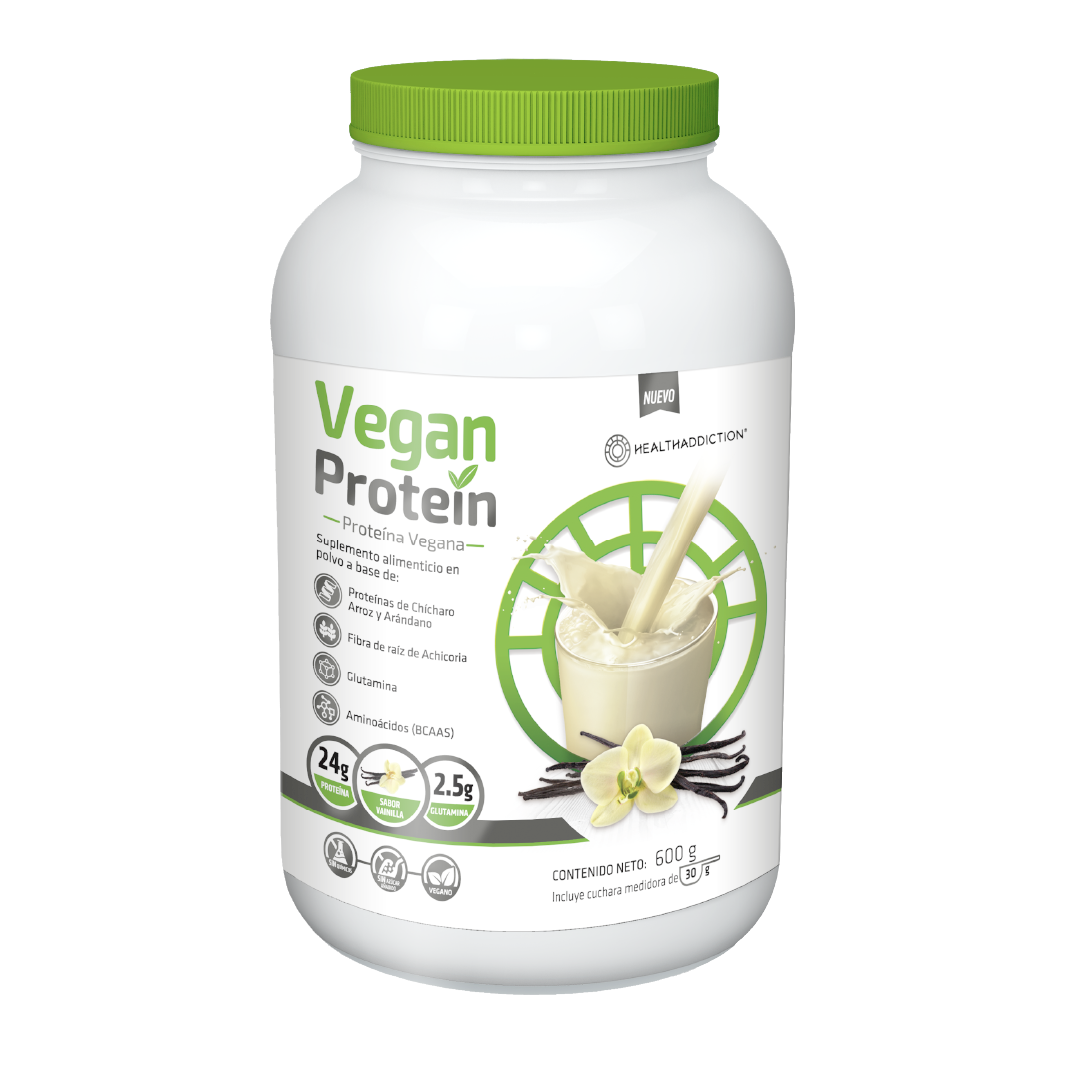 Foto 2 pulgar | Proteína Vegana Healthaddiction Vainilla Fórmula Potenciada con Glutamina y Aminoácidos 600g