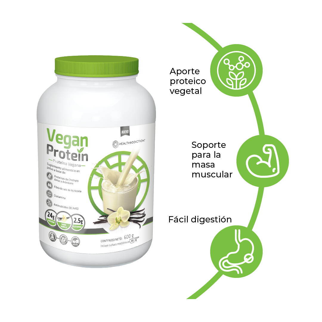 Foto 5 pulgar | Proteína Vegana Healthaddiction Vainilla Fórmula Potenciada con Glutamina y Aminoácidos 600g