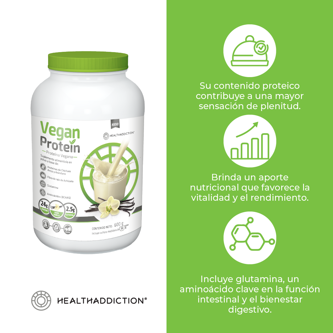 Foto 6 pulgar | Proteína Vegana Healthaddiction Vainilla Fórmula Potenciada con Glutamina y Aminoácidos 600g