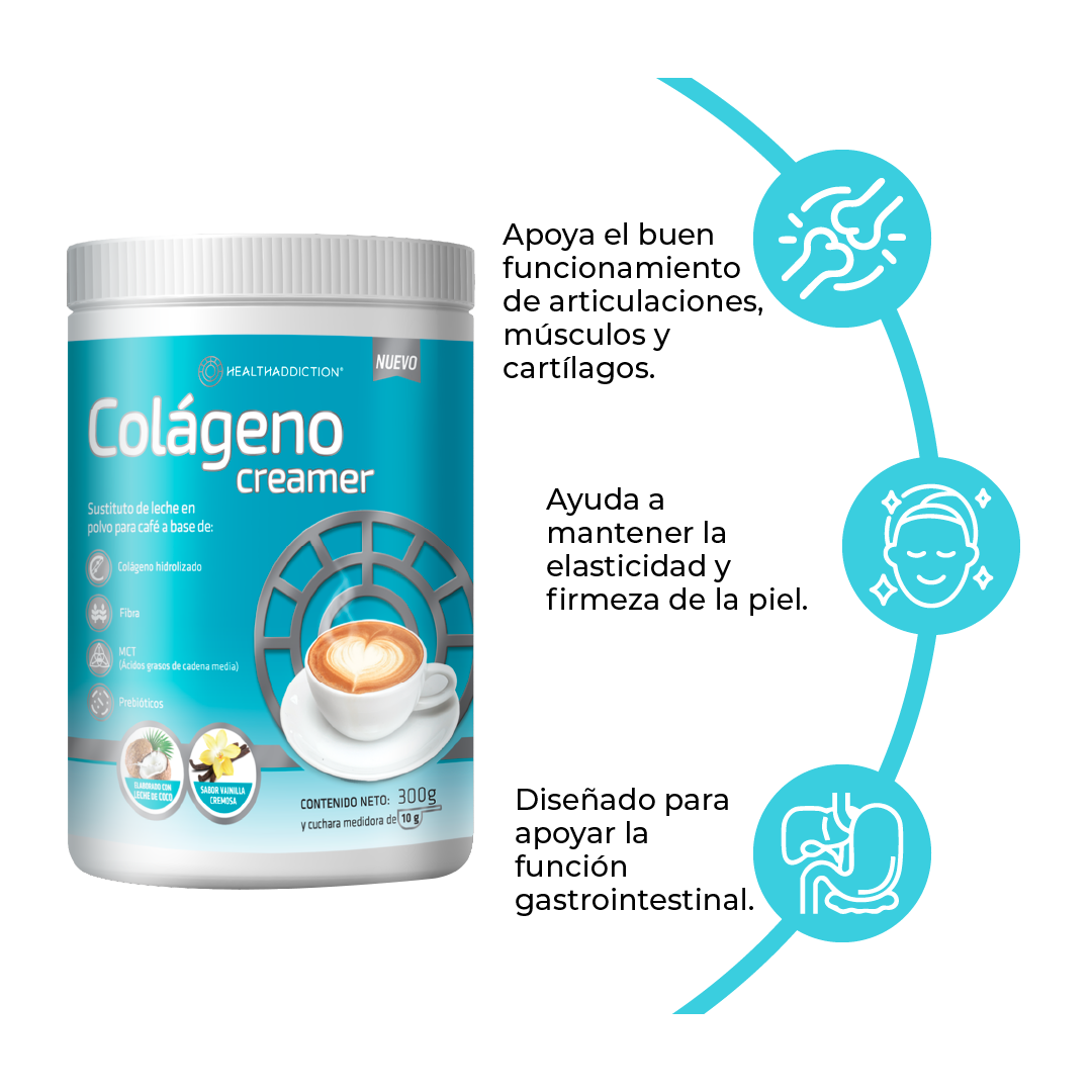 Foto 5 pulgar | Colágeno Hidrolizado Creamer Healthaddiction  Sin Lactosa Vainilla Cremosa con Leche de Coco 300 G