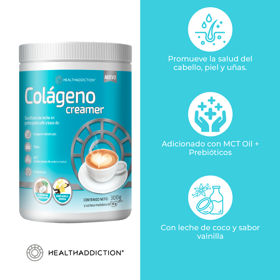 Foto 6 pulgar | Colágeno Hidrolizado Creamer Healthaddiction  Sin Lactosa Vainilla Cremosa con Leche de Coco 300 G