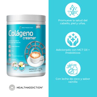 Foto 5 | Colágeno Hidrolizado Creamer Healthaddiction Sin Lactosa Vainilla Cremosa con Leche de Coco 300 G