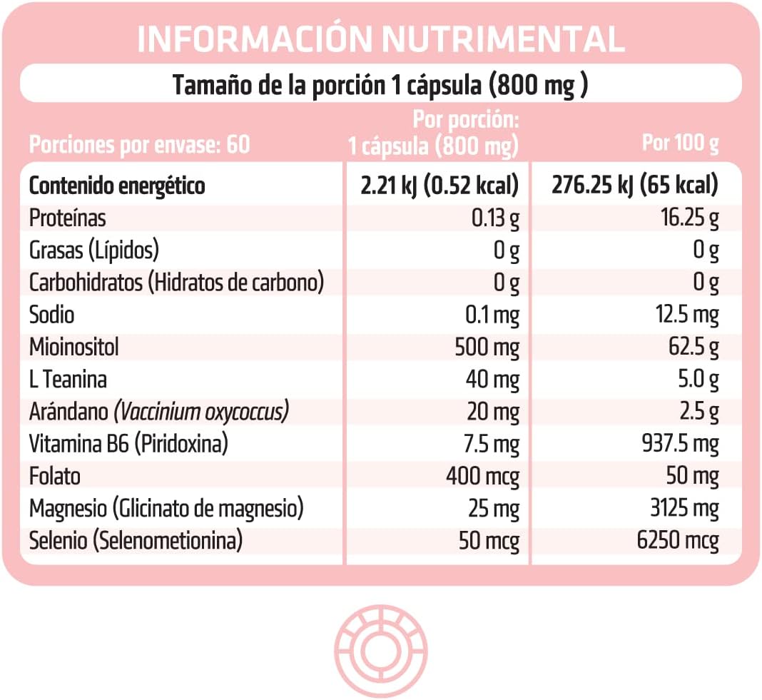 Foto 2 | Inositol Healthaddiction Myo Inositol L Teanina Arándano Vitamina B6 Folato Magnesio y Selenio 60 Cápsulas