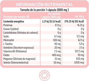Foto 2 | Inositol Healthaddiction Myo Inositol L Teanina Arándano Vitamina B6 Folato Magnesio y Selenio 60 Cápsulas