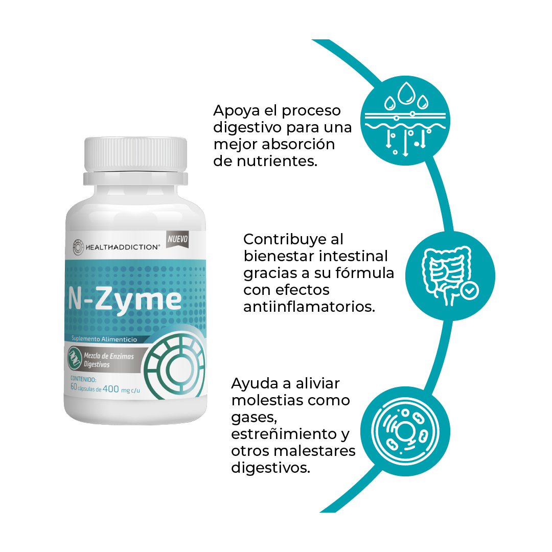 Foto 5 pulgar | Enzimas Digestivas HealthAddiction Avanzadas con Lactasa / Proteasa / Amilasa / Papaína 60 Cápsulas