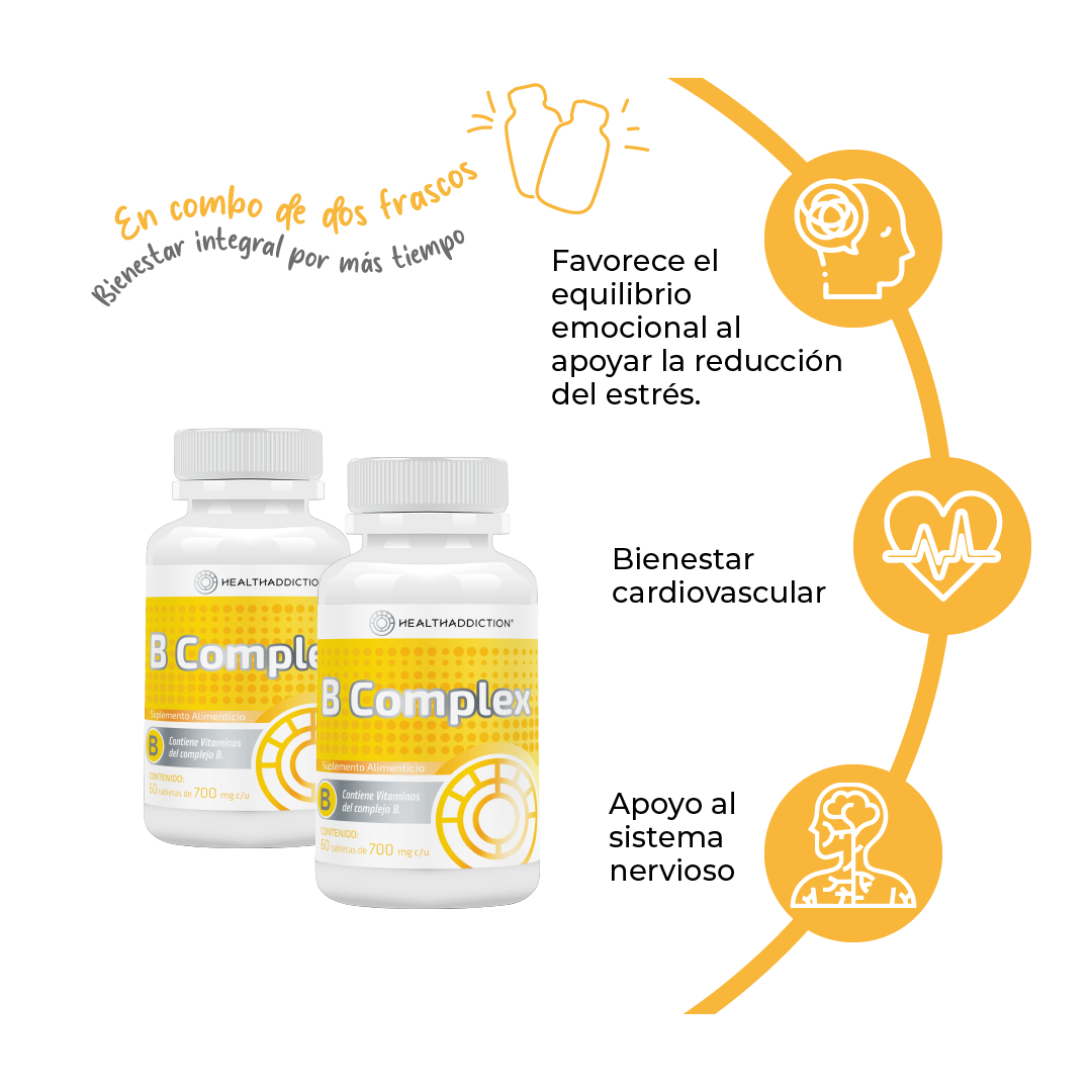 Foto 5 pulgar | Complejo B Vitaminas B Complex Healthaddiction 120 Cápsulas 2 Pack