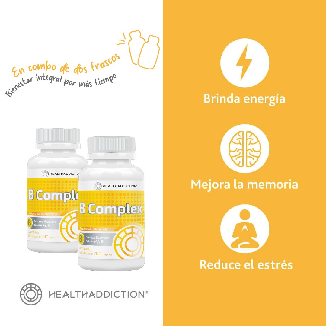 Foto 6 pulgar | Complejo B Vitaminas B Complex Healthaddiction 120 Cápsulas 2 Pack
