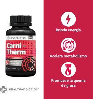 Foto 3 | Carnitherm Healthaddiction Termogénico L-carnitina Té Verde y Cromo 60 Cápsulas