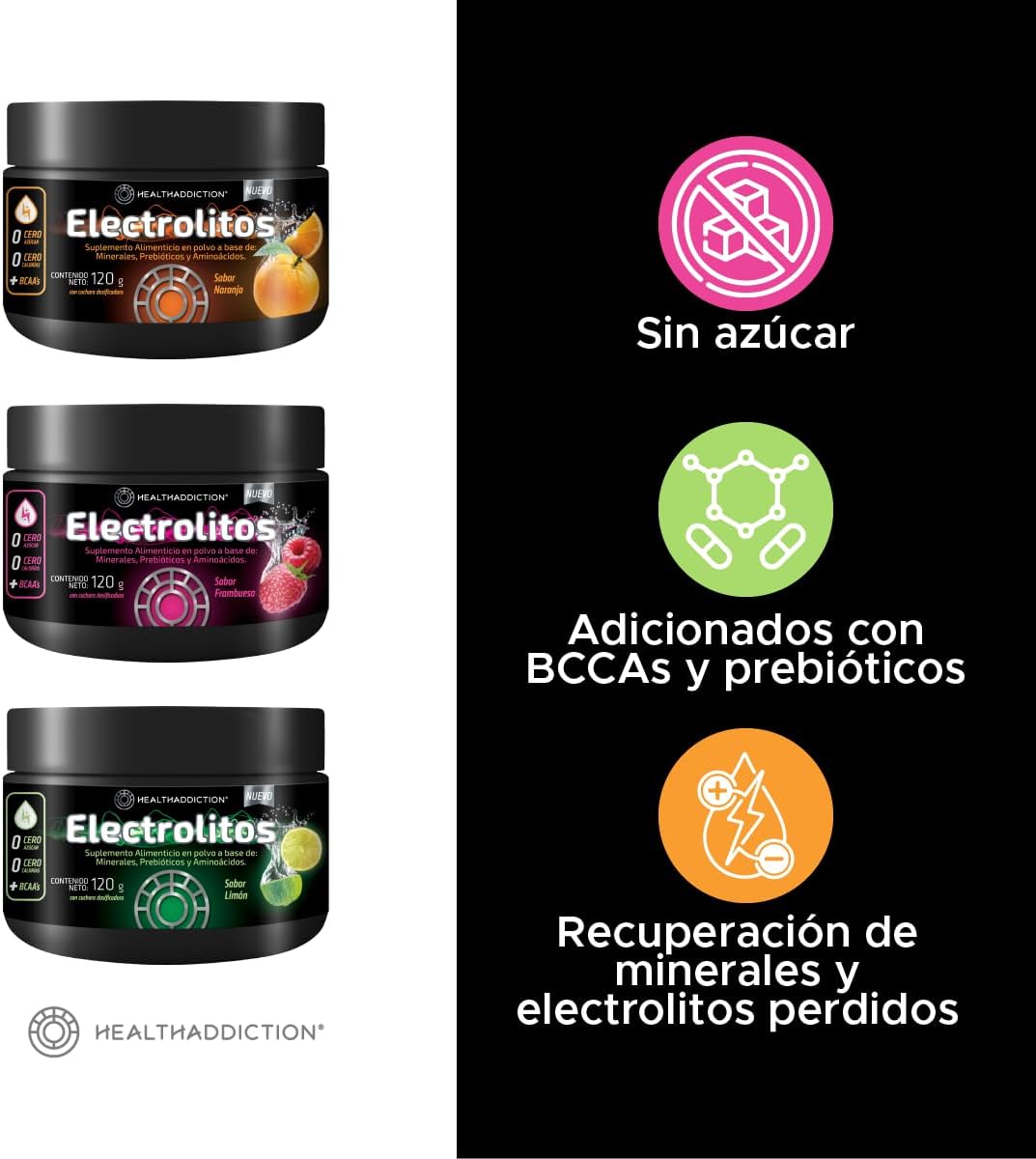 Foto 5 pulgar | Electrolitos Healthaddiction Sin Azúcar Naranja 0 Carbs 120g
