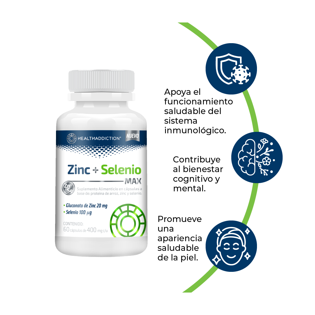 Foto 4 | Zinc y Selenio Max Healthaddiction Antioxidante 60 Cápsulas