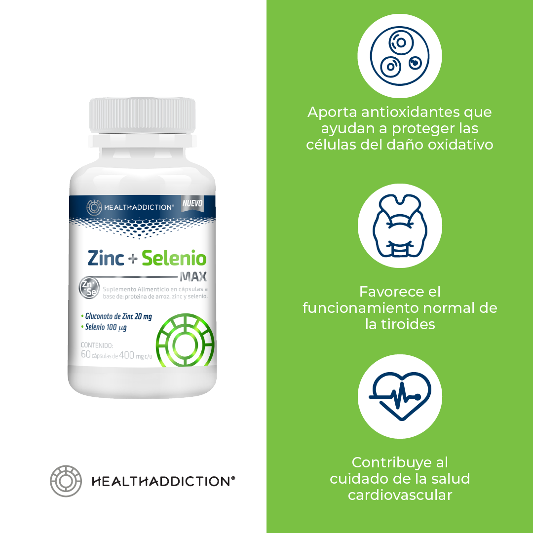 Foto 6 pulgar | Zinc y Selenio Max Healthaddiction Antioxidante 60 Cápsulas