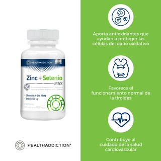 Foto 5 | Zinc y Selenio Max Healthaddiction Antioxidante 60 Cápsulas