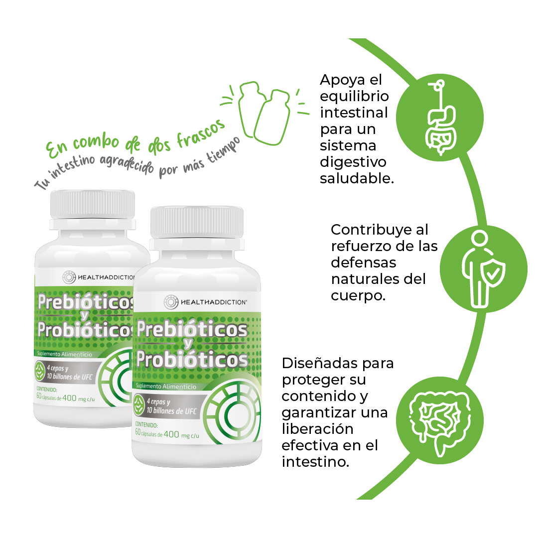 Foto 5 pulgar | Probióticos y Prebióticos Healthaddiction Fórmula Avanzada 4 Cepas 10 Billones Ufc 120 Cápsulas 2 Pack