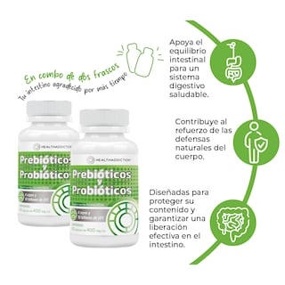 Foto 4 | Probióticos y Prebióticos Healthaddiction Fórmula Avanzada 4 Cepas 10 Billones Ufc 120 Cápsulas 2 Pack