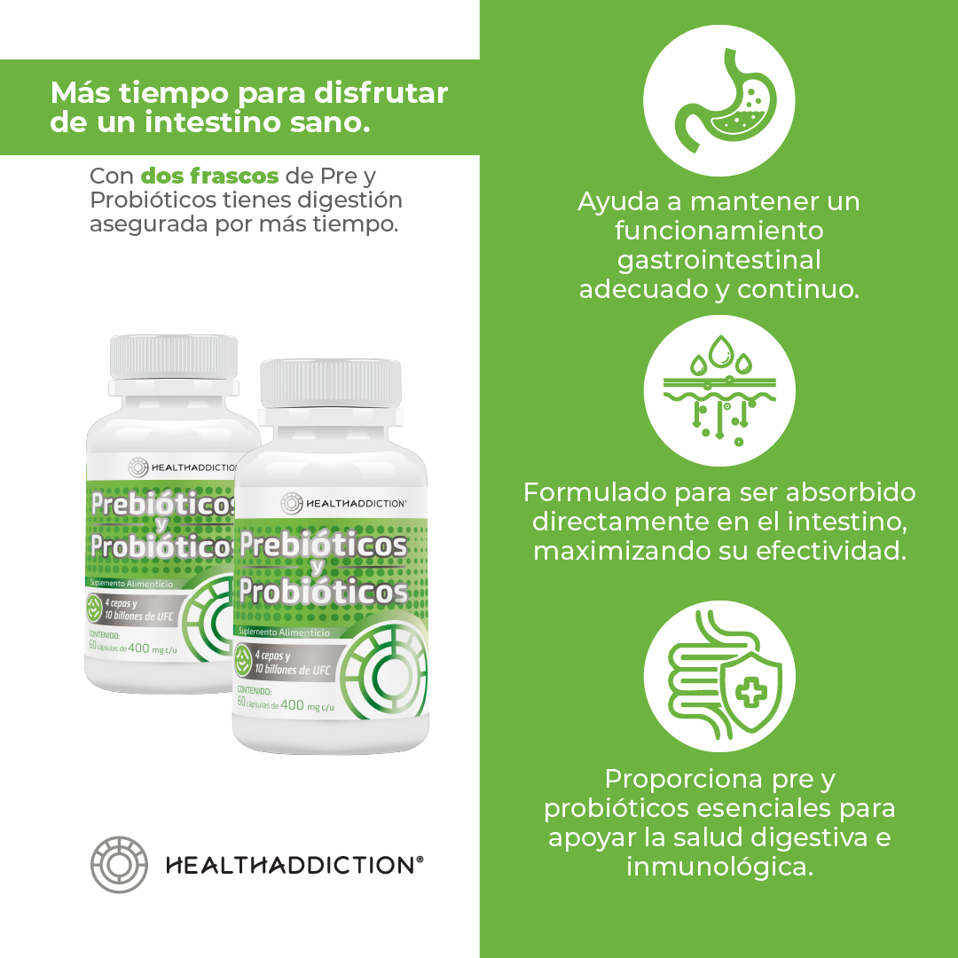Foto 5 | Probióticos y Prebióticos Healthaddiction Fórmula Avanzada 4 Cepas 10 Billones Ufc 120 Cápsulas 2 Pack
