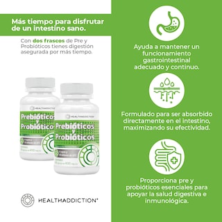 Foto 5 | Probióticos y Prebióticos Healthaddiction Fórmula Avanzada 4 Cepas 10 Billones Ufc 120 Cápsulas 2 Pack