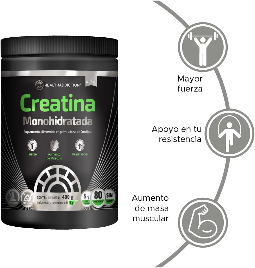 Foto 4 pulgar | Creatina Monohidratada Healthaddiction Suplemento Nedutro Alta Calidad 400g