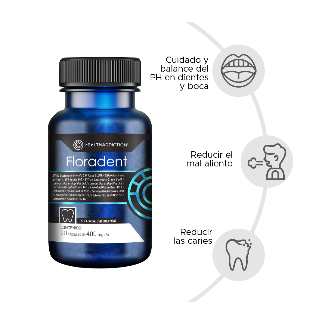 Foto 3 pulgar | Probióticos Healthaddiction Floradent para Salud Bucal y Digestiva 60 Cápsulas